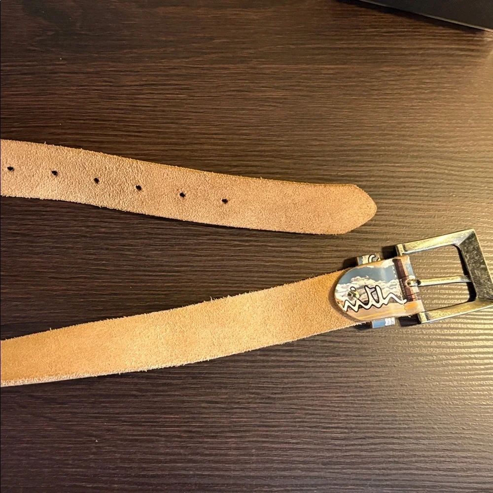 Paul Smith car print leather Belt. Landscape 44” total length.